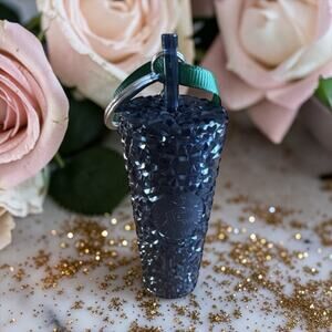 Starbucks Black Studded Keychain Cup Ornament NWT Box